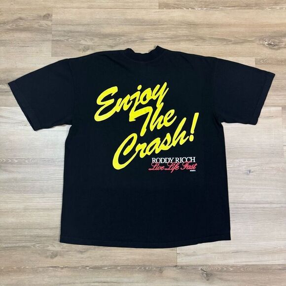 Roddy Ricch Merch Size L Enjoy The Crash Graphic Tee Black Streetwear Shirt - Picture 4 of 4